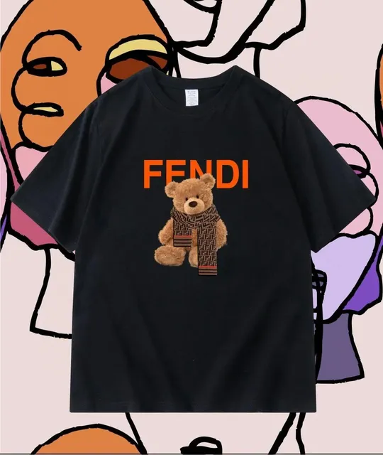 Fendi Teddy Bear Graphic Tee Orange Logo