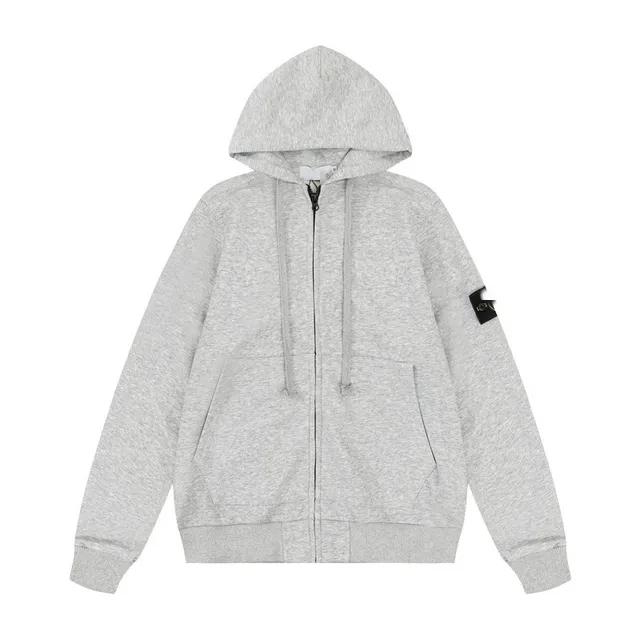Stone Island Zip-Up Hoodie Heather Grey