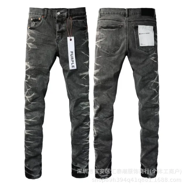 Purple Brand Slim Fit Jeans Acid Wash Distressed