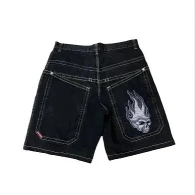 BAPE Skull Flame Shorts Flame Skull Embroidery