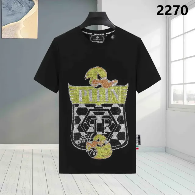 Philipp Plein Graphic T-Shirt Crystal-Embellished Shield Logo