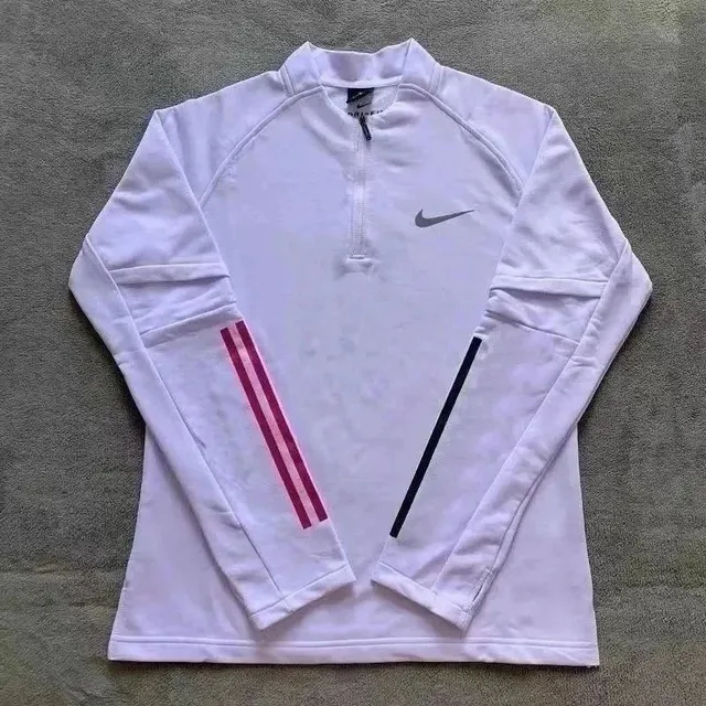 Nike Tech Fleece Half-Zip White with Pink and Black Stripes
