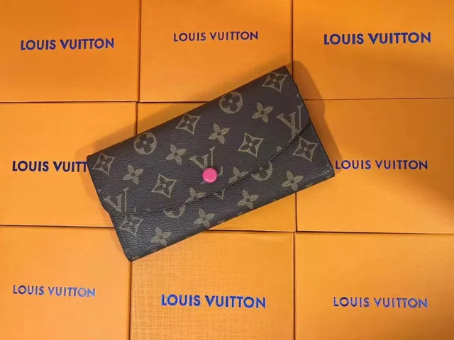 Louis Vuitton Long Wallet Monogram Canvas with Pink Snap