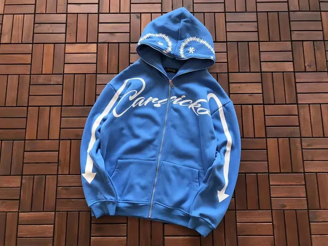 Carsicko Zip-Up Hoodie Floral Hood Trim