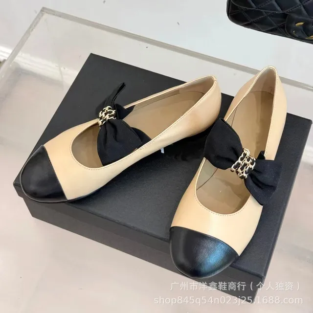 Chanel Mary Jane Loafers Two-Tone Bow