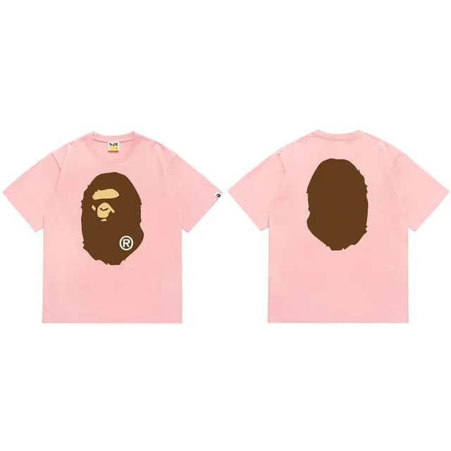 BAPE Ape Head T-Shirt Pink with Brown Ape Head