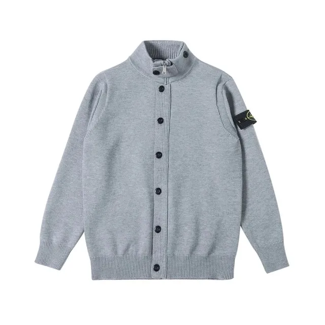 Stone Island Knit Cardigan Grey with Compass Patch
