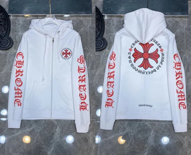 Chrome Hearts Zip-Up Hoodie Red Cross Logo