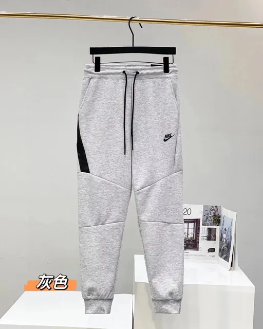 Nike Tech Fleece Joggers Heather Grey with Black Panel