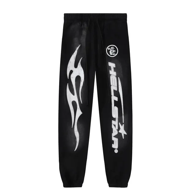 Hellstar Flame Joggers White Flame Print