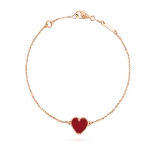 Van Cleef & Arpels Alhambra Heart Bracelet Cerise Enamel