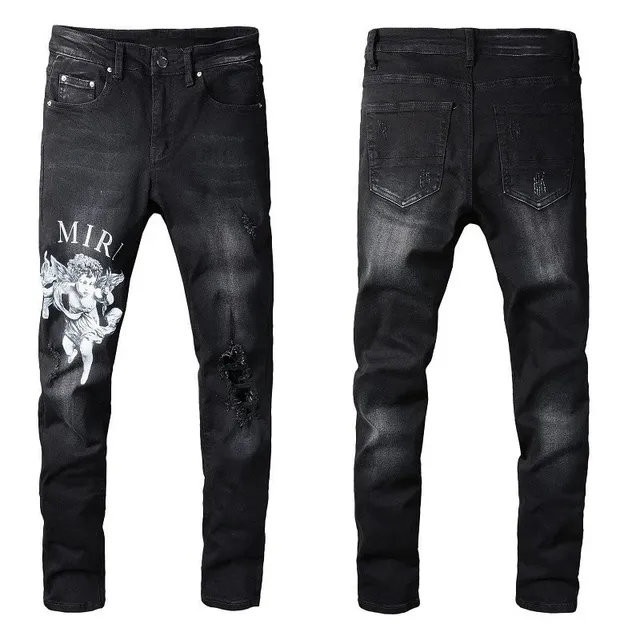 Amiri Distressed Jeans Angel Print