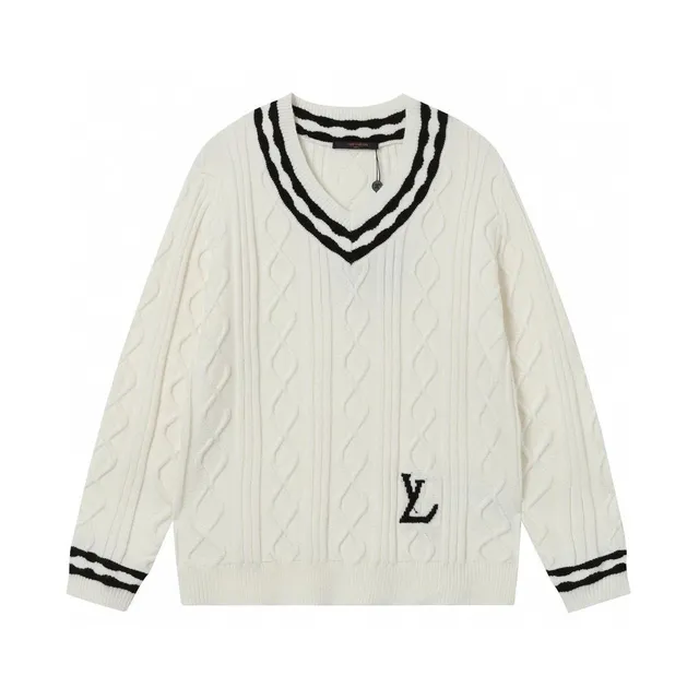 Louis Vuitton Cable-Knit V-Neck Sweater LV Monogram