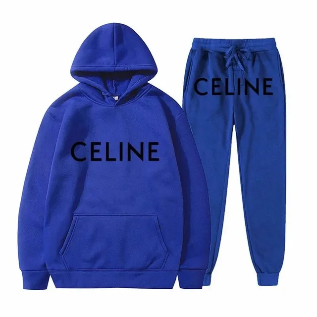 Celine Hoodie and Joggers Set Logo Print