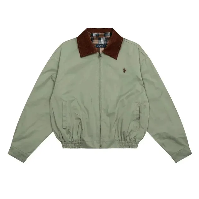 Polo Ralph Lauren Corduroy Collar Jacket Olive with Brown Corduroy Collar