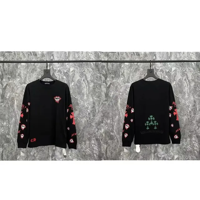 Chrome Hearts Long Sleeve Tee Cross and Lips Print