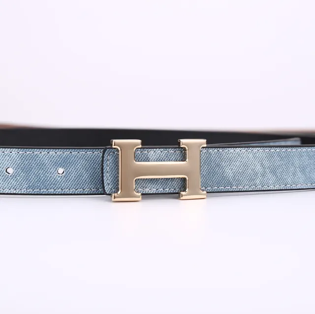 Hermès H Buckle Belt Denim-Effect Strap