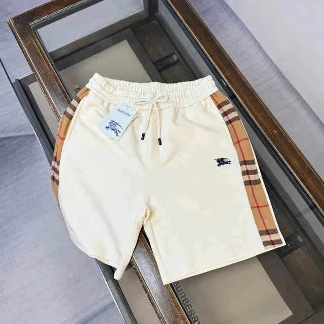 Burberry Elastic Waist Shorts Check Stripe Side Panel