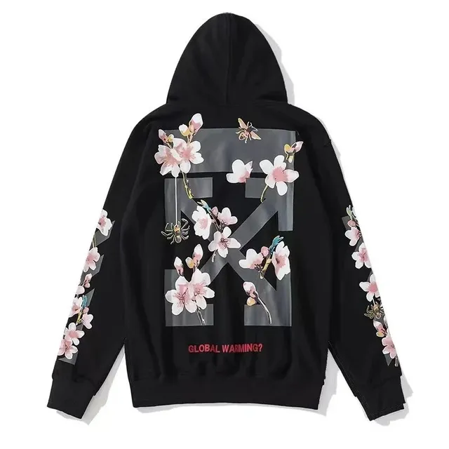 Off-White Zip-Up Hoodie Floral Arrow