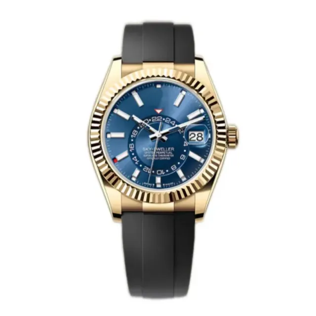 Rolex Sky-Dweller Blue Dial with Gold Fluted Bezel