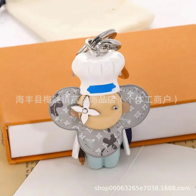 Louis Vuitton Chef Bear Keychain Monogram Grey