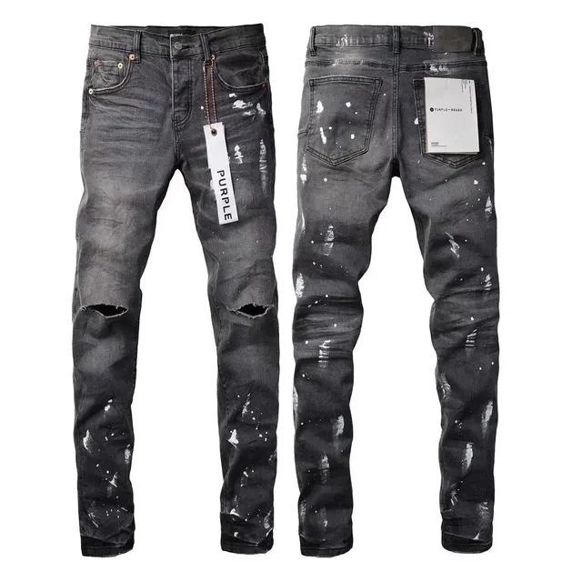 Purple Brand Distressed Slim Fit Jeans Paint Splatter