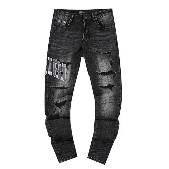Amiri Distressed Logo Jeans Black Wash