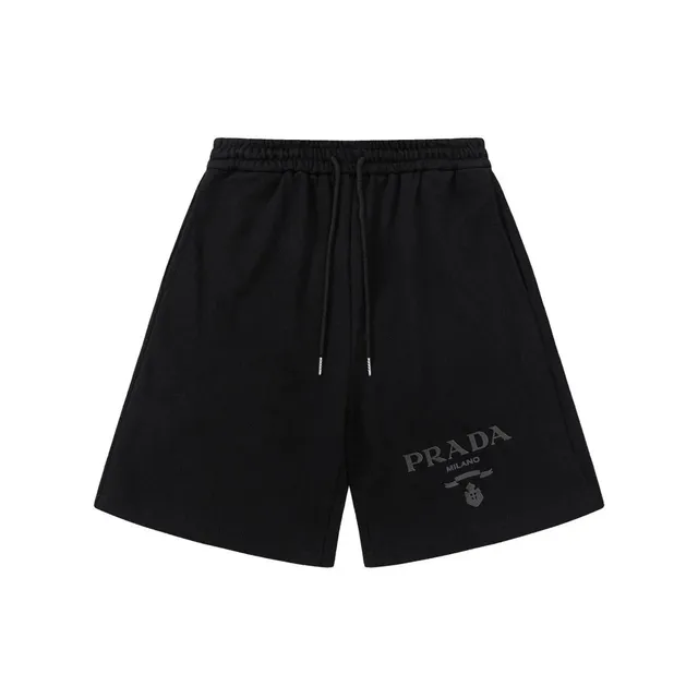 Prada Logo-Print Shorts Black with Tone-on-Tone Logo