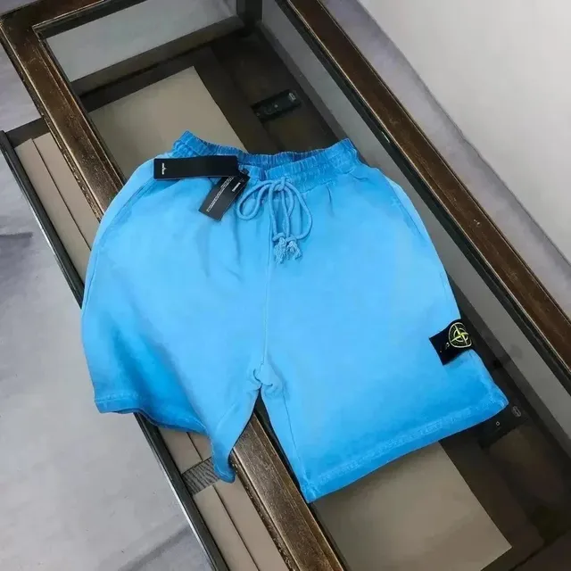 Stone Island Cotton Terry Shorts Light Blue