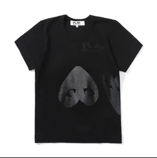 Comme des Garçons Heart Logo T-Shirt Black with Grey Heart Print