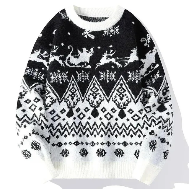 Fair Isle Knit Sweater Christmas Reindeer Print