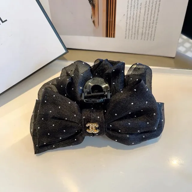 Chanel Hair Clip Crystal-Embellished Bow