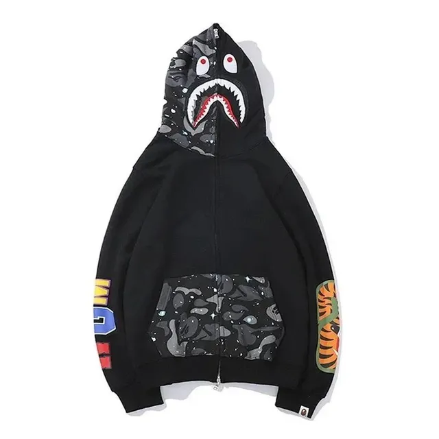 BAPE Shark Full Zip Hoodie Camouflage Space Print