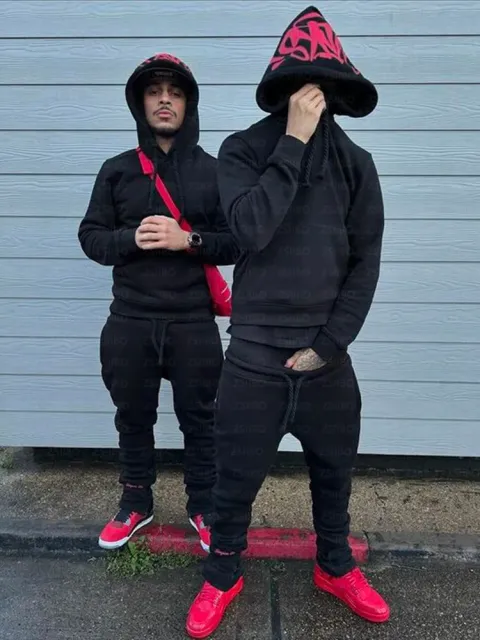 Syna World Hoodie and Jogger Set Black with Red Graphic