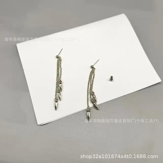 Chrome Hearts Chain Spike Earrings Triple Spike Drop