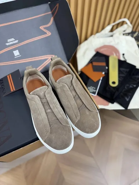 Zegna Triple Stitch Suede Slip-On