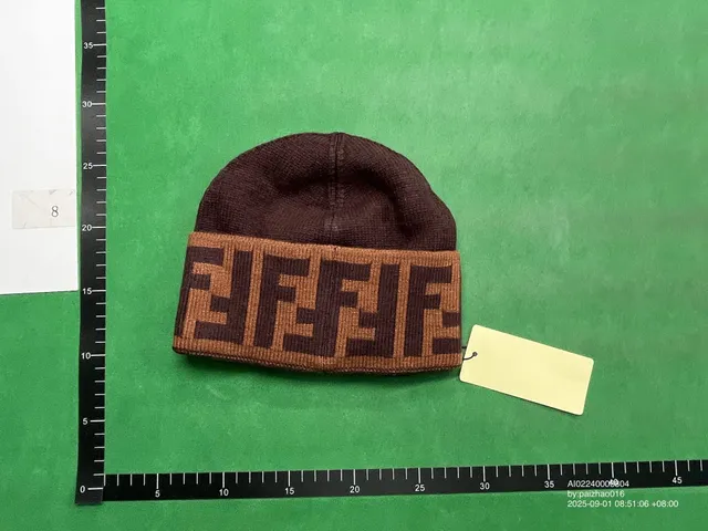Fendi FF Logo Beanie Brown and Beige