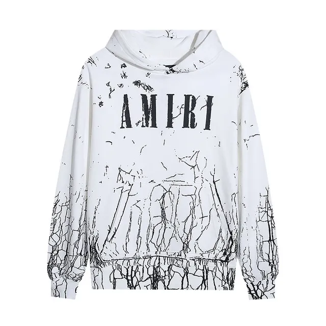 Amiri Cowl Neck Hoodie Cracked Print
