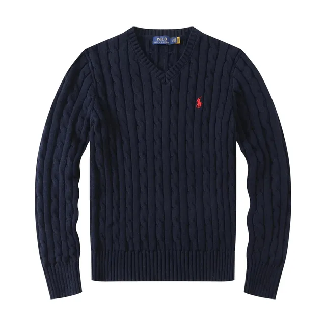 Polo Ralph Lauren Cable Knit V-Neck Sweater Classic Navy