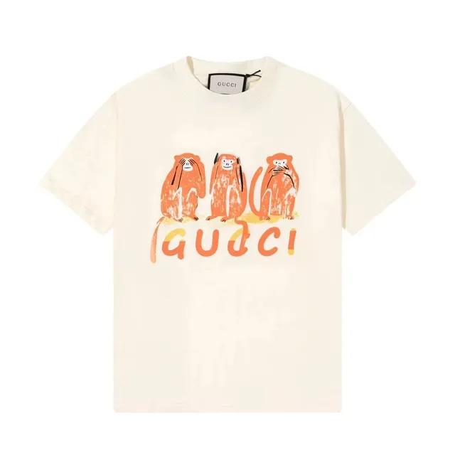 Gucci Monkey Graphic T-Shirt Three Monkeys Print