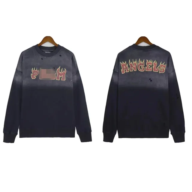 Palm Angels Crewneck Sweatshirt Flame Logo Acid Wash