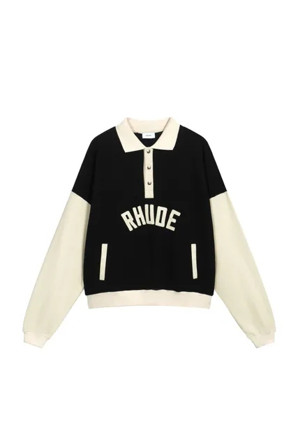 Rhude Polo Sweatshirt Black Beige Contrast