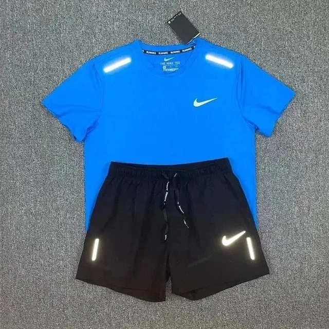 Nike Running Tee and Shorts Set Reflective