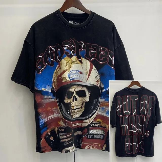 Godspeed Graphic Tee Skull Helmet Print