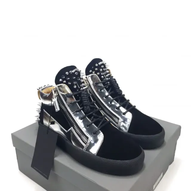 Giuseppe Zanotti High-Top Sneaker Studded Metallic Panel