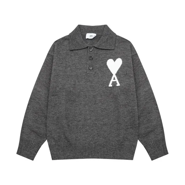 AMI Paris Polo Knit Sweater Heart Logo
