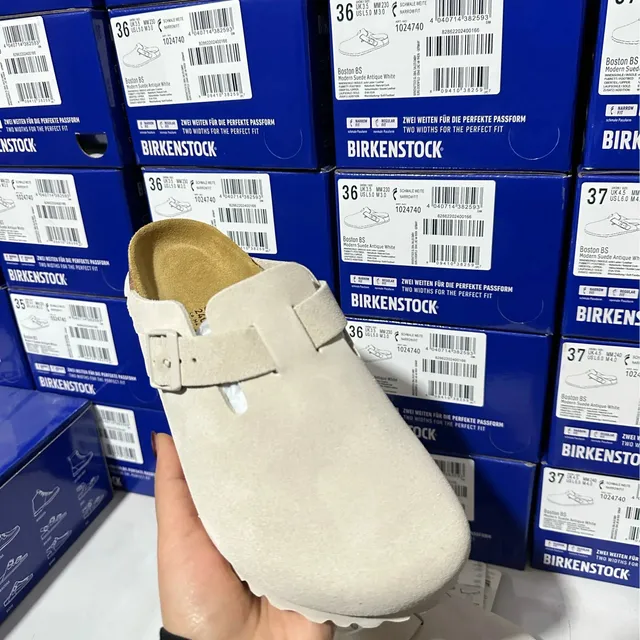 Birkenstock Boston BS Modern Suede Antique White