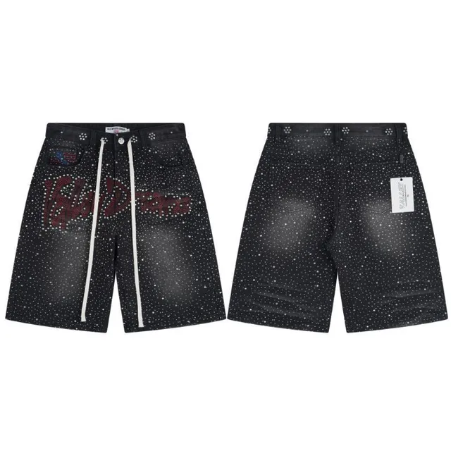 Valley Dreams Denim Shorts Studded Galaxy Print