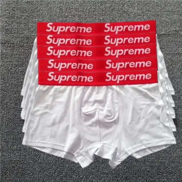 Supreme Box Logo Boxer Brief White with Red Waistband