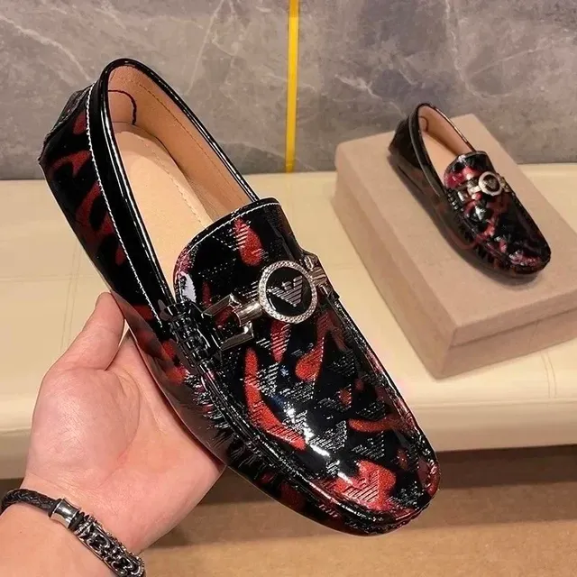 Emporio Armani Loafer Logo-Embellished Patent Leather